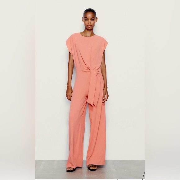 Zara Pants & Jumpsuits Zara Flowy Knotted Jumpsuit Poshmark